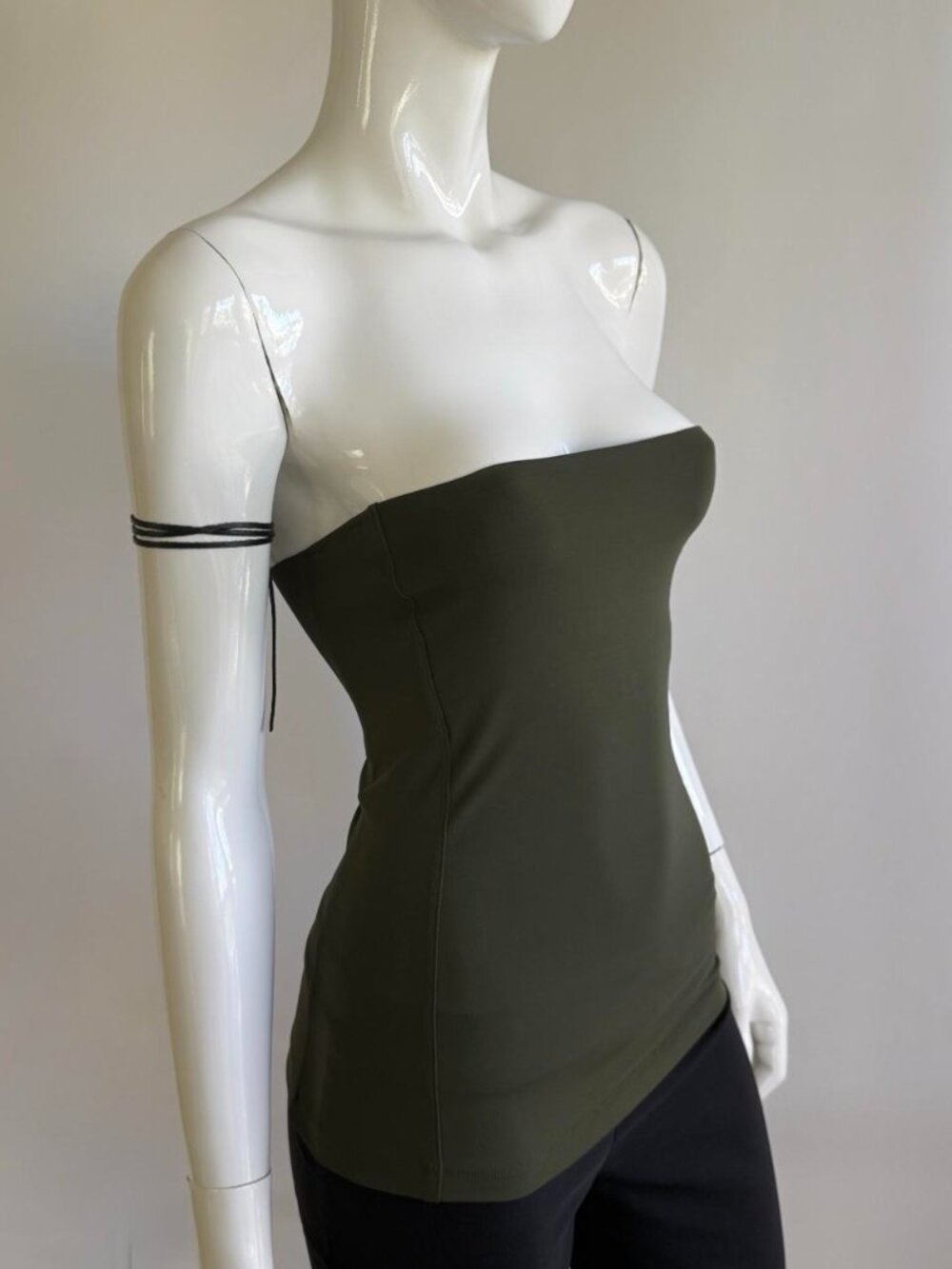 Plein Sud Archival French Vintage Olive Green Strapless Top Size 38 Small